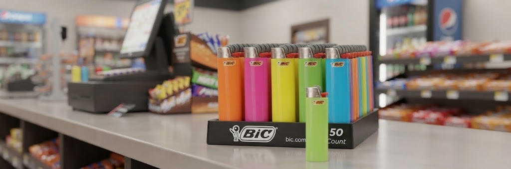 ValueLighter colorful lighters displayed on a retail shelf, offering quality and variety for every customer.